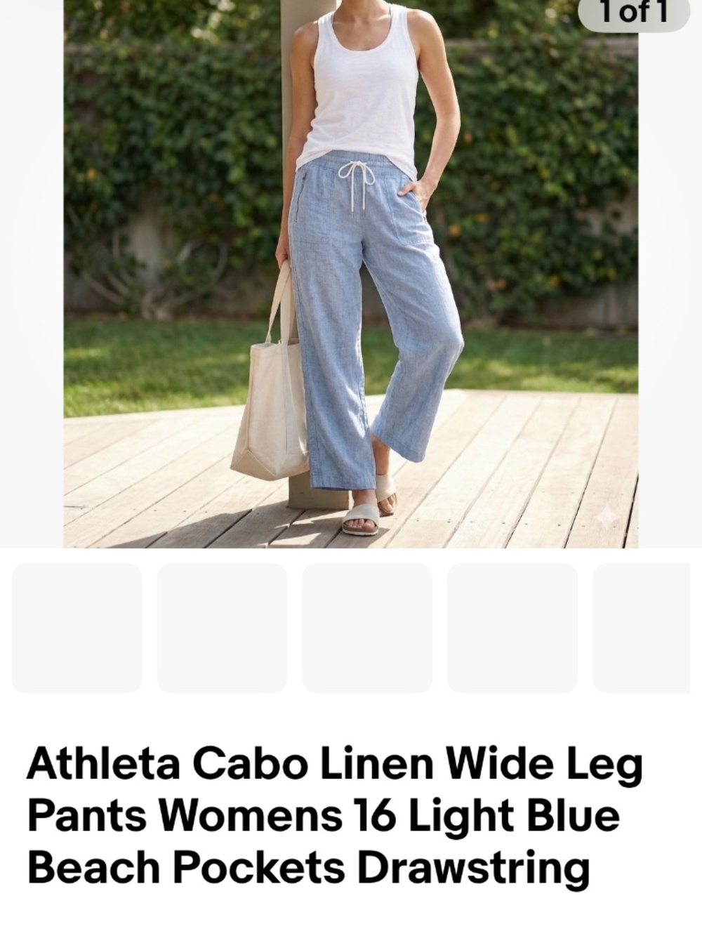 Athleta Cabo Linen Wide Leg Pants 16